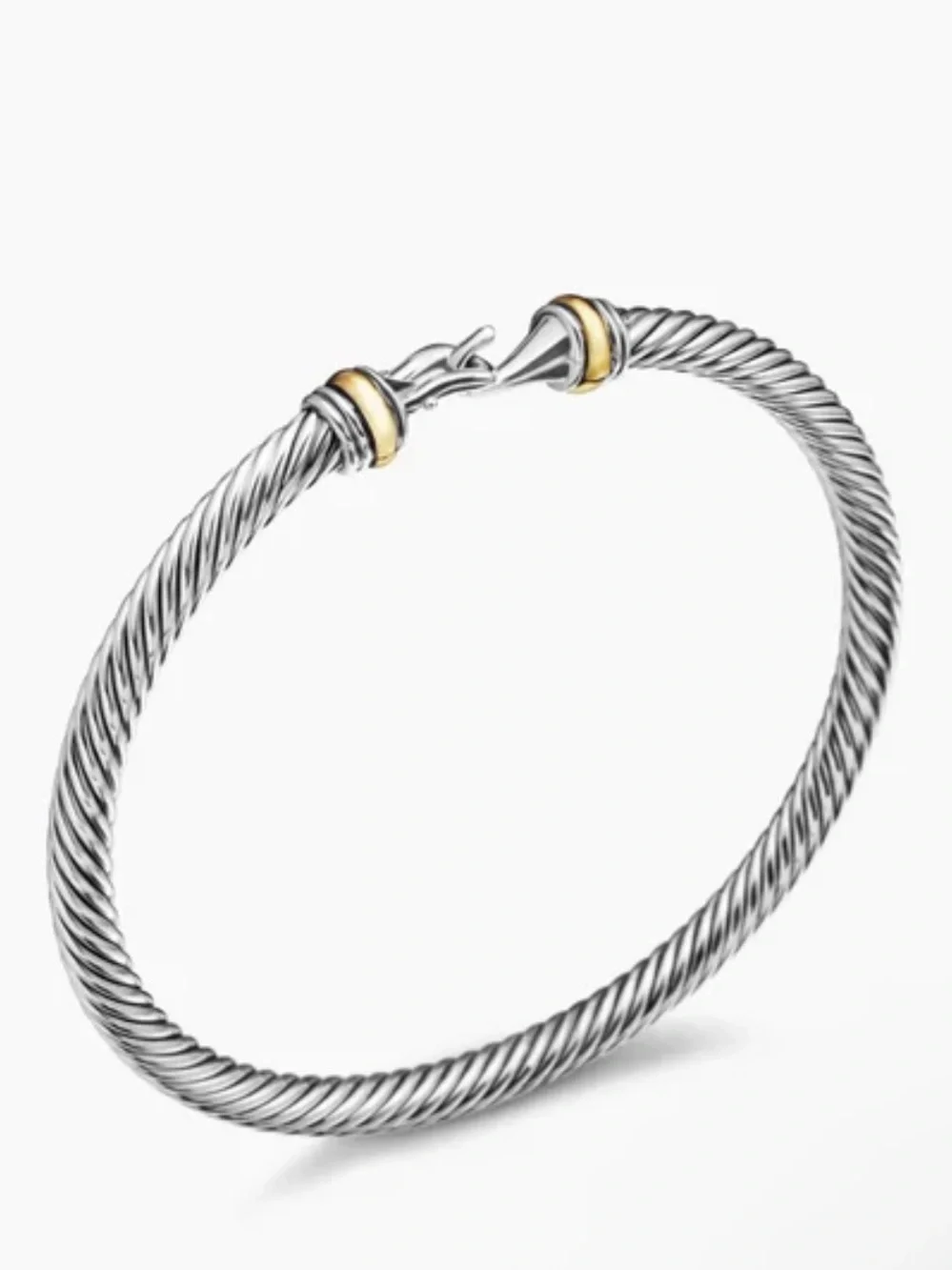 David Yurman Two-Tone Cable Bracelet in Silver and Gold Accents
